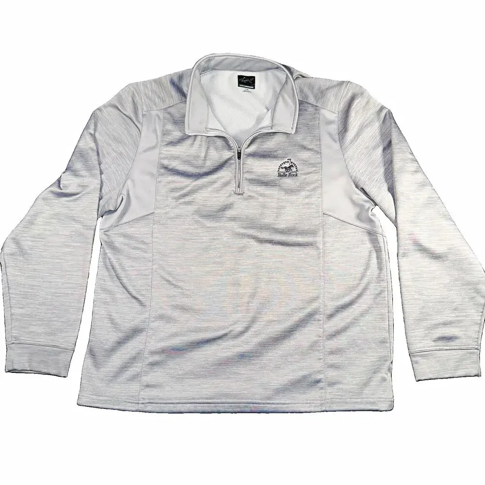 Greg Norman Mens Large Gray Bulle Rock Golf 1/4 Zip Pullover Fleece Jacket L